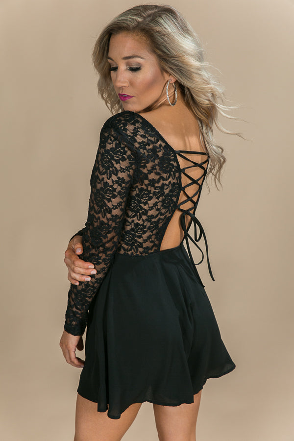 It's Fate Lace Romper in Black