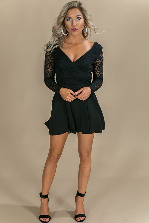 It's Fate Lace Romper in Black