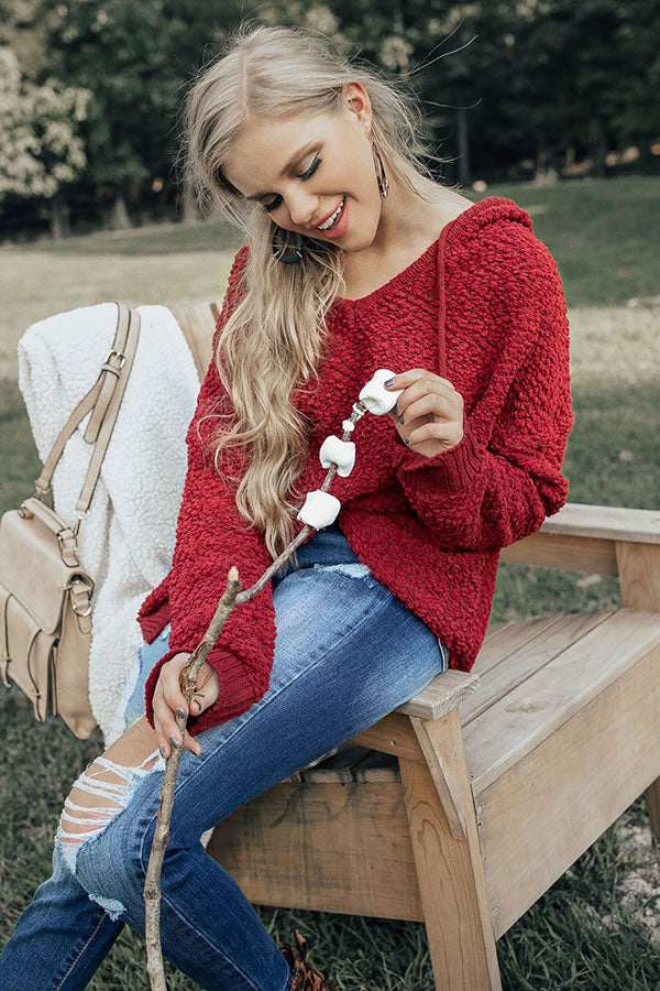 Warm Fuzzy Feelin' Sweater in Crimson