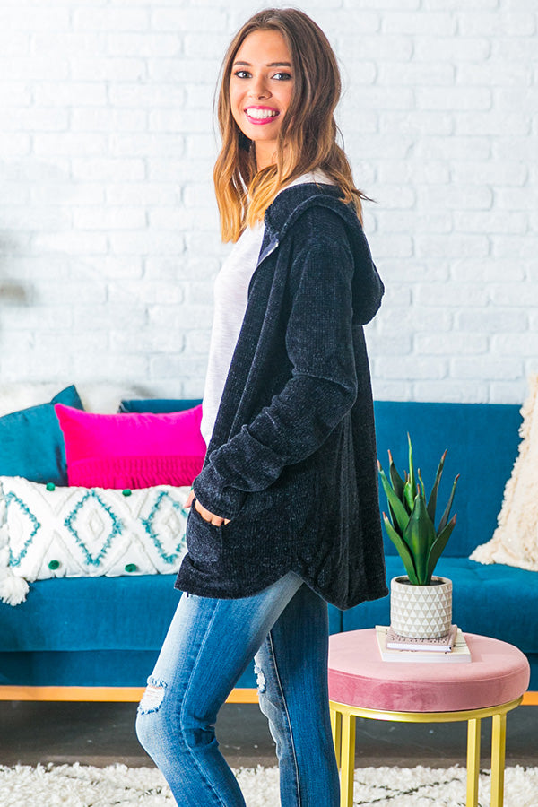 Coffee At Sunrise Tunic Hoodie in Navy