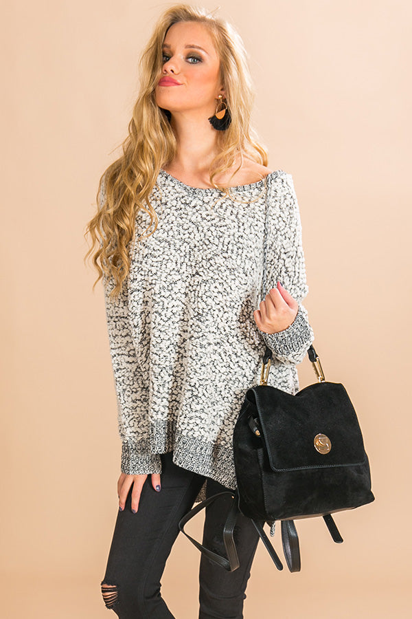 Warm Fuzzy Feelin' Two Tone Sweater in Black