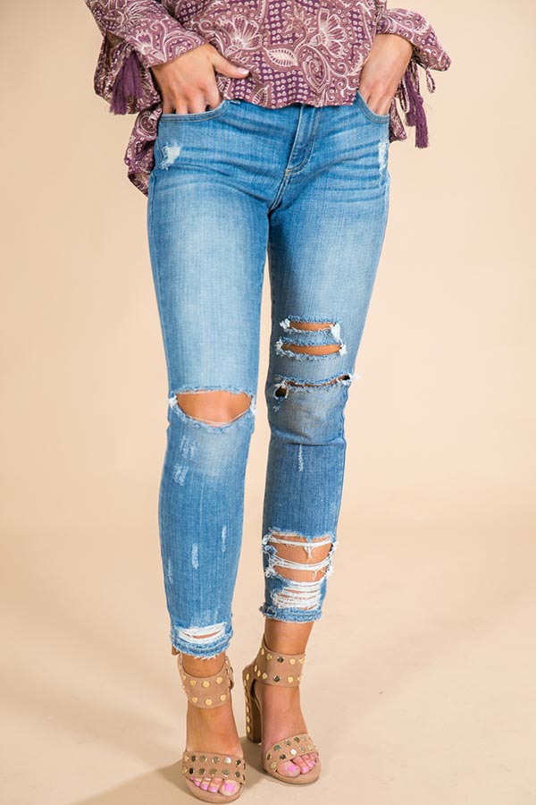 Winter Park Midrise Distressed Skinny in Medium Wash