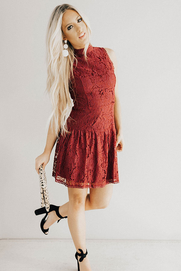 Dream Come True Lace Dress in Wine