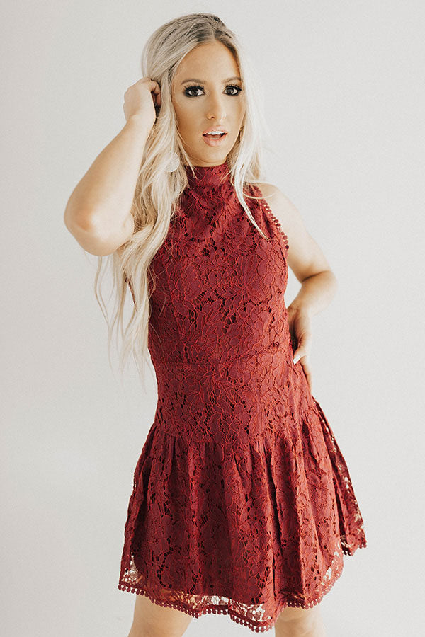 Dream Come True Lace Dress in Wine