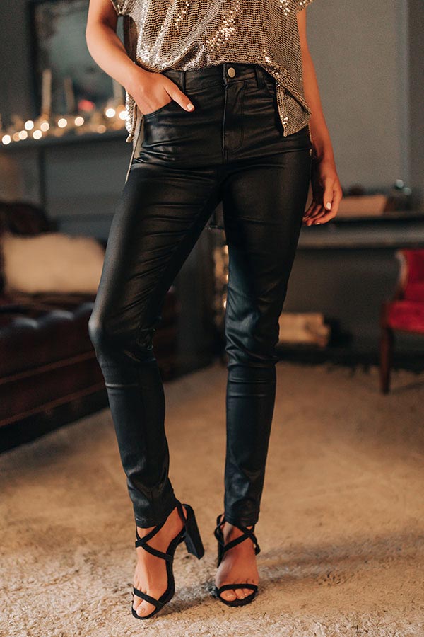 Editor's Choice Faux Leather Midrise Skinny In Black