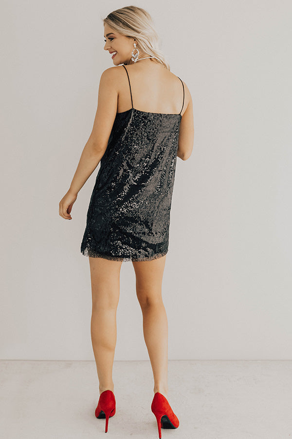 black sequin shift dress Women's Black Sequin Oversized Bow Shift Dress