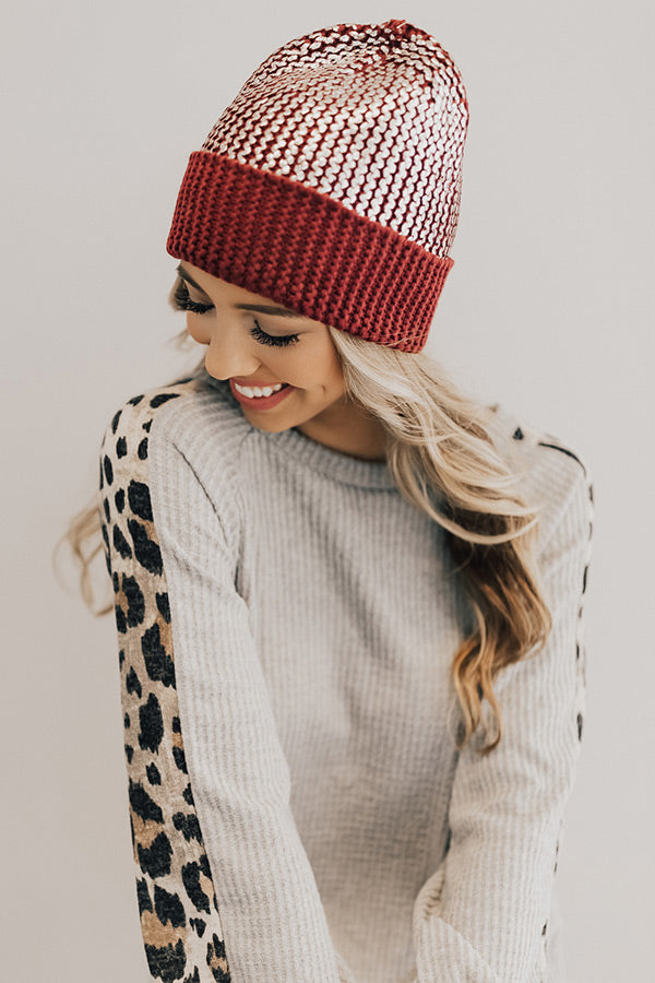 Cold Snap Metallic Beanie in Wine
