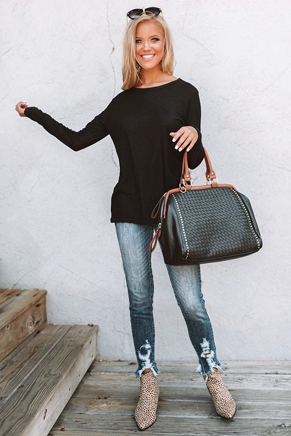 Hustle And Flow Long Sleeve Tee in Black