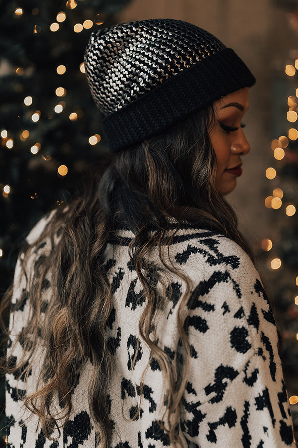 Cold Snap Metallic Beanie in Black