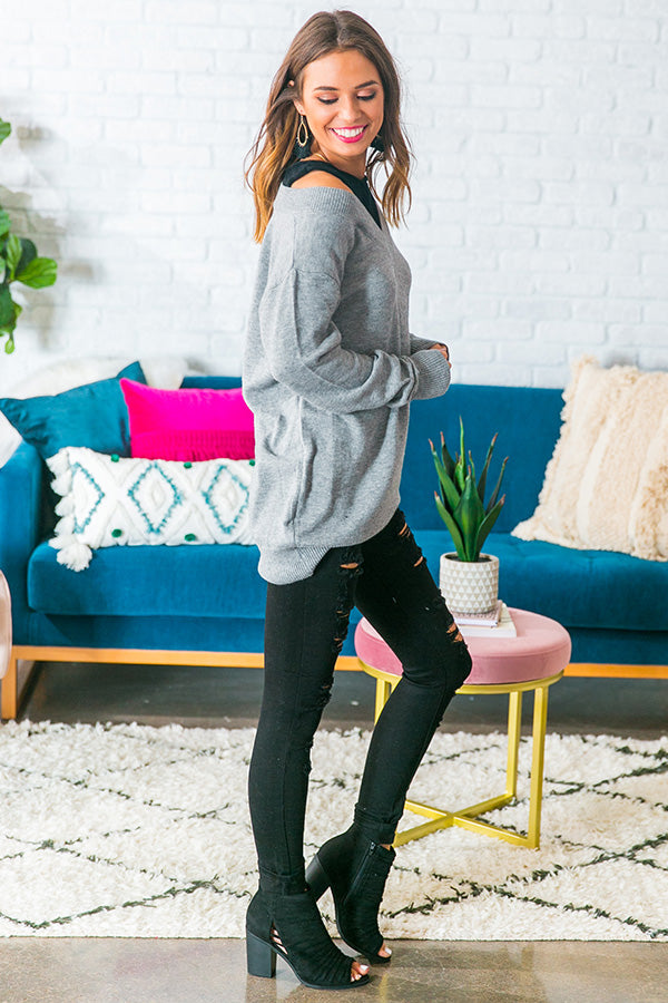 Laid Back Layered Sweater in Grey