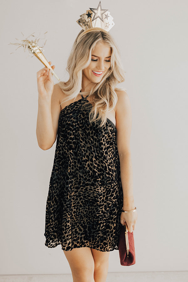 Paris Pristine Leopard Velvet Shift Dress