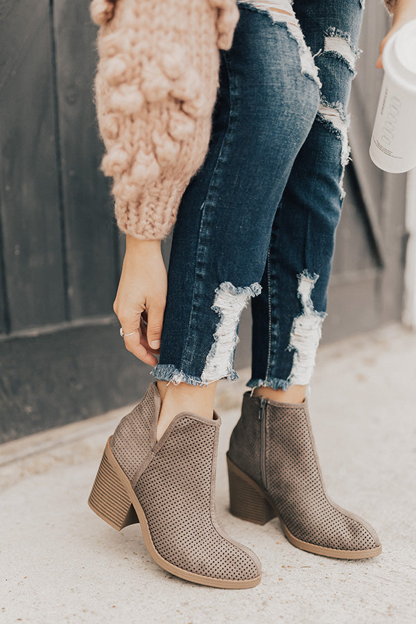 The Stella Perforated Bootie in Charcoal