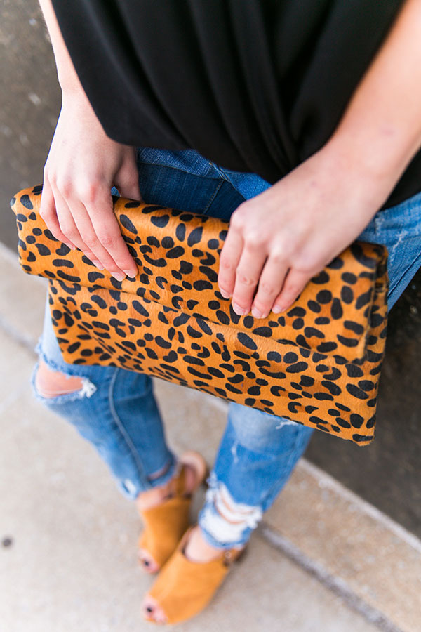 Lola Leopard Faux Fur Clutch