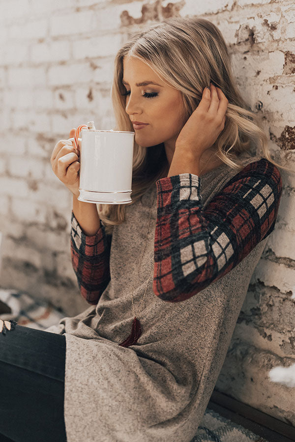 Merlot In Manhattan Shift Sweater in Plaid
