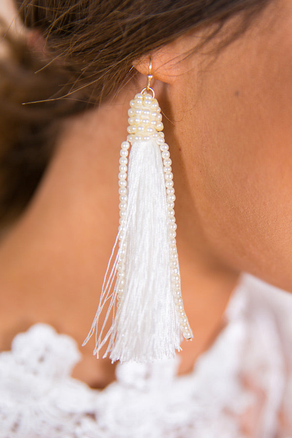 Romantic Getaway Tassel Earrings in Ivory