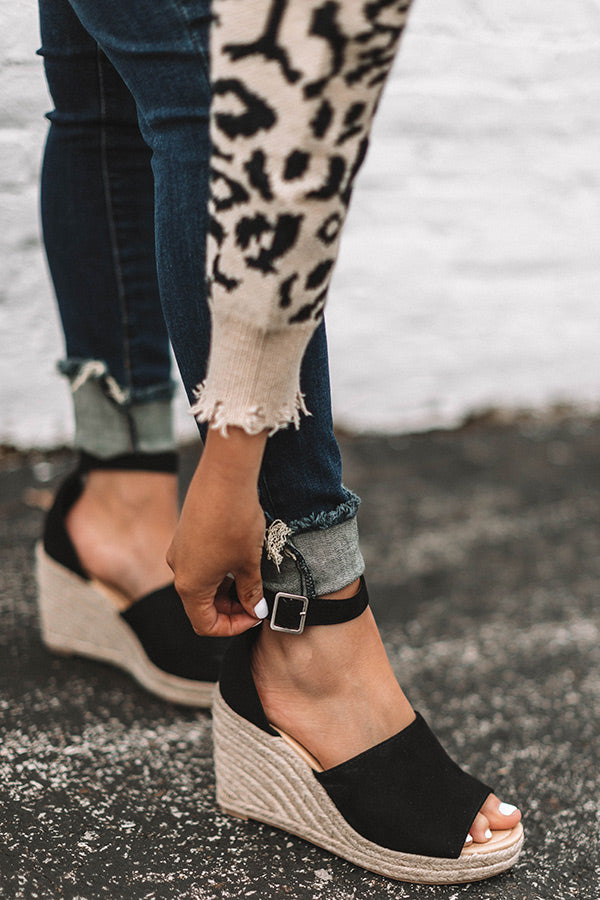 The Coco Faux Suede Wedge in Black