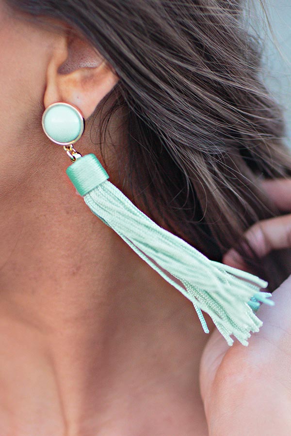 Haute Summer Tassel Earrings In Mint