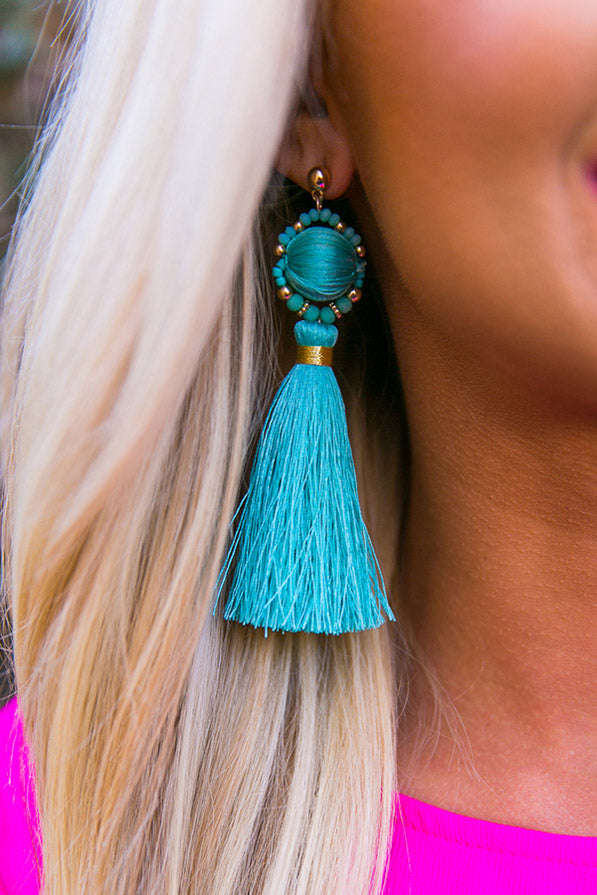 Havana Nights Hottie Tassel Earrings In Aqua
