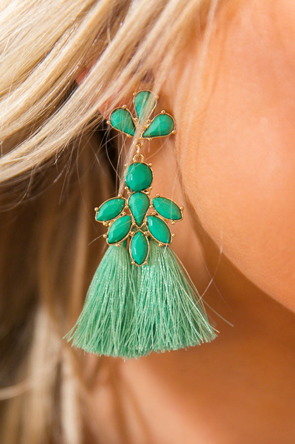 Social Hour Tassel Earrings In Pear