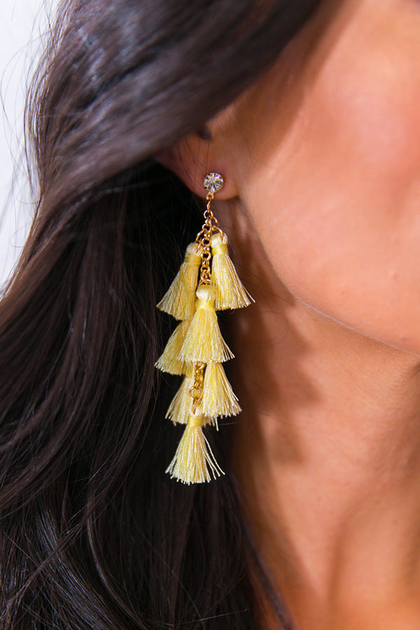 Sweet Serendipity Tassel Earrings In Yellow