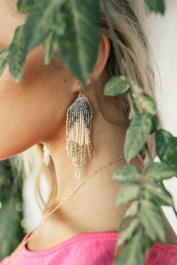 Luxe Calling Tassel Earring in Light Grey