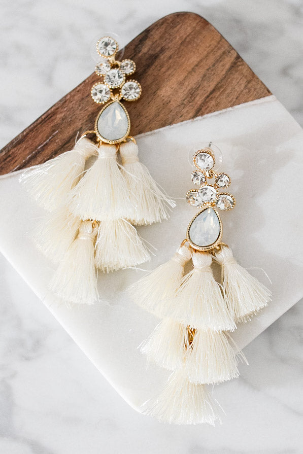 Lovely Lagoon Tassel Earrings In Ivory