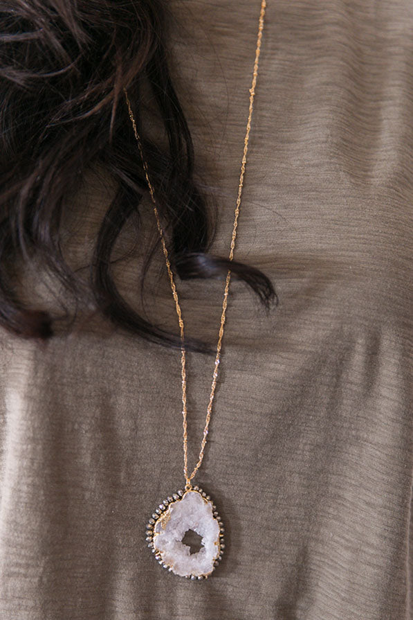 The Gem and I Druzy Necklace in Charcoal