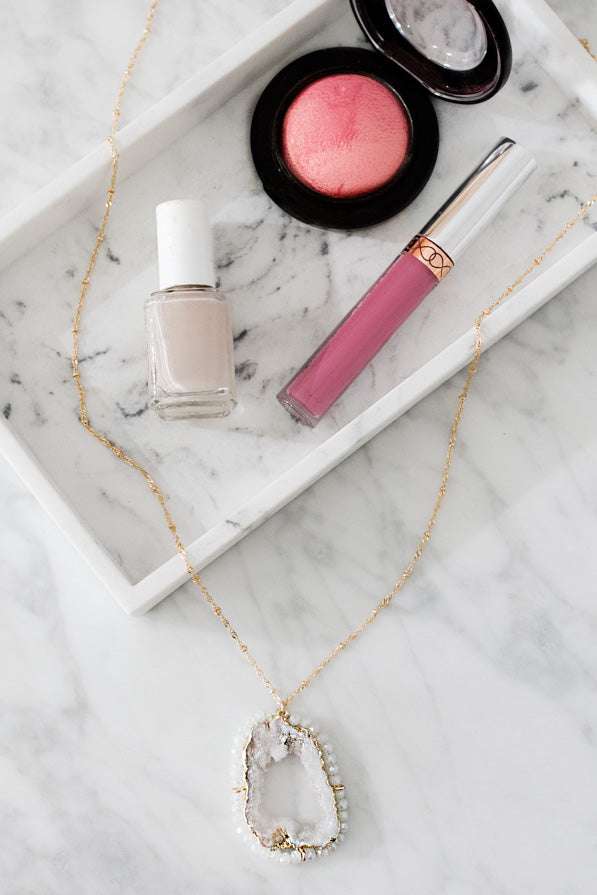 The Gem and I Druzy Necklace in White