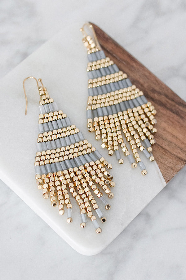 Prosecco Party Tassel Earring in Grey