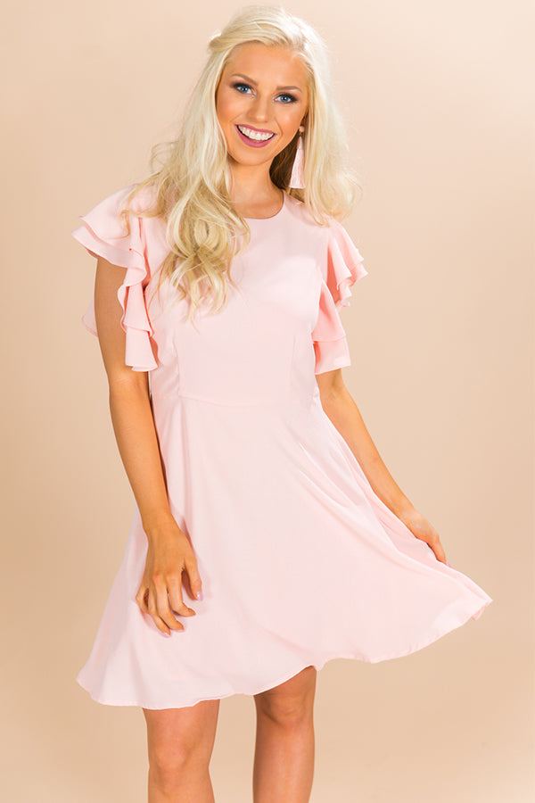 She's Glowing Ruffle Dress in Pink