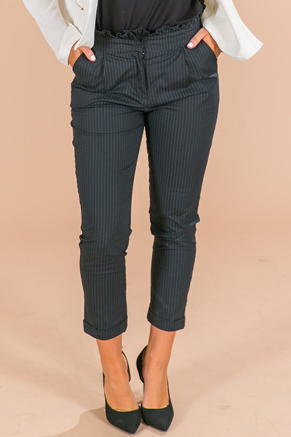 Conference Call Striped High Waist Trouser
