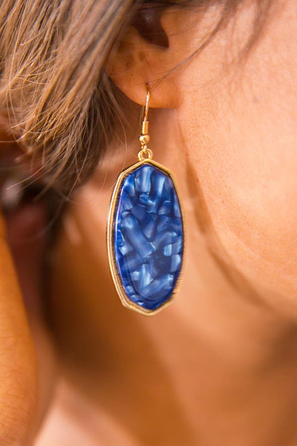Coastal Views Earrings In Blue Marble