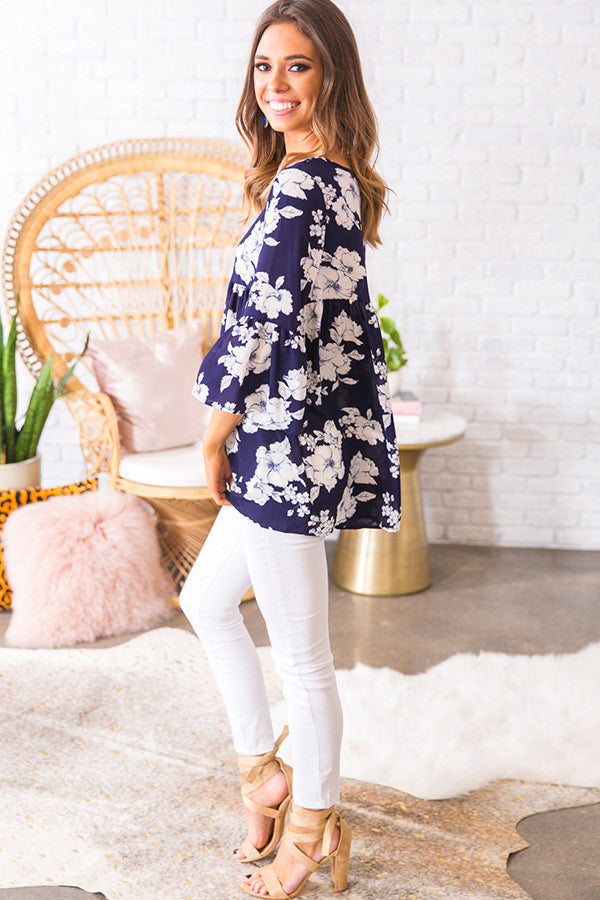 Oh So Sweet Floral Shift Top In Navy • Impressions Online Boutique