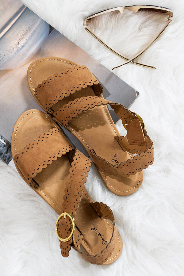 The Luca Scallop Sandal In Brown