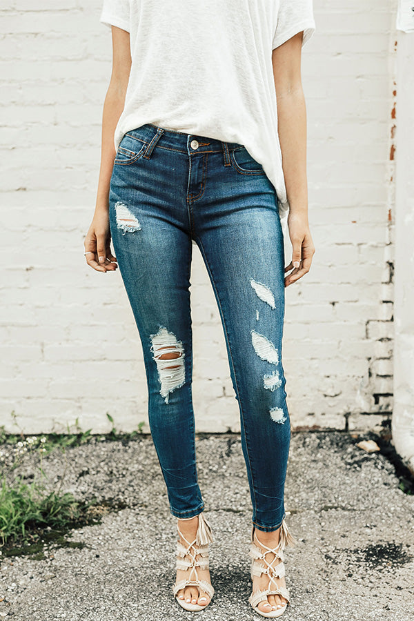 The Lilly Mid Rise Distressed Skinny