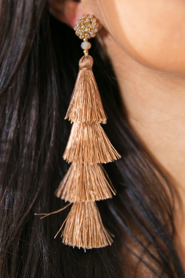 Love Song Tassel Earrings In Mocha