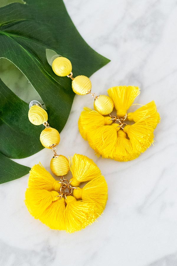 Dangle My Way Tassel Earrings In Yellow