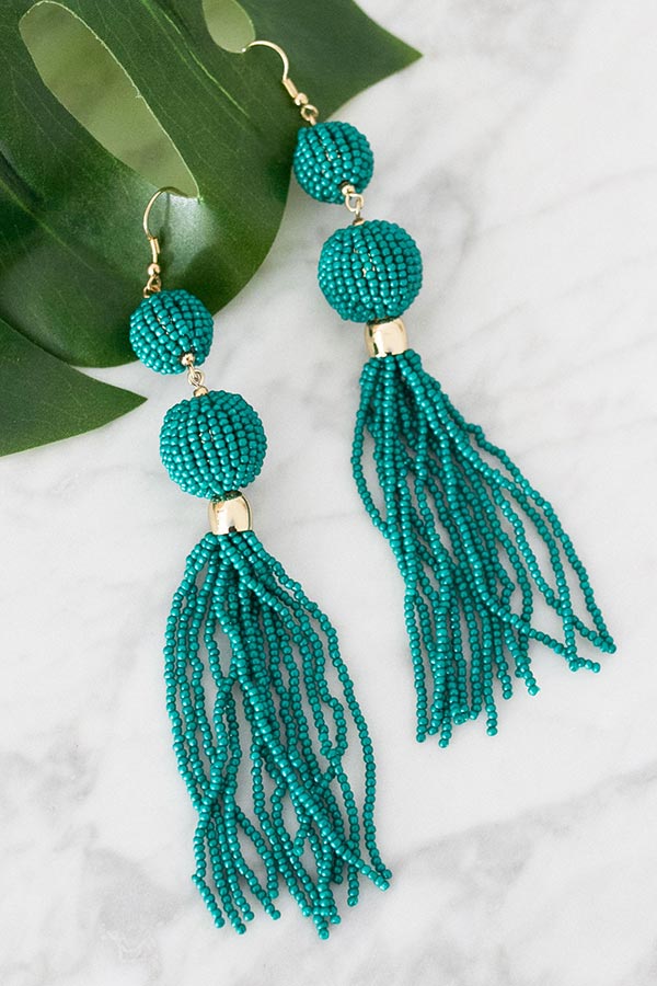 Barcelona Babe Tassel Earrings In Teal