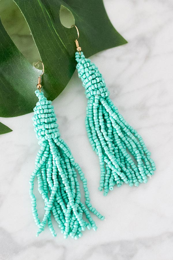 Shake It Off Tassel Earrings In Ocean Wave