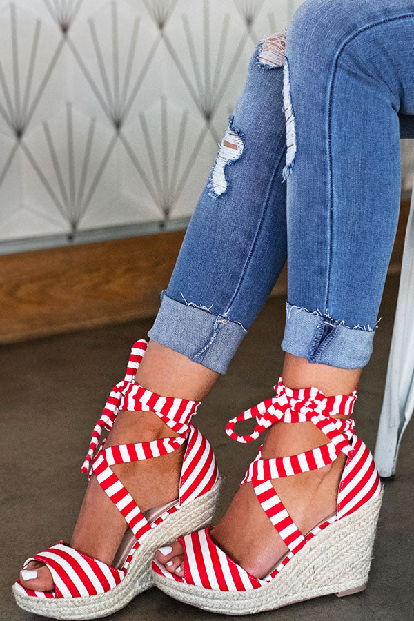 The Ashton Stripe Wedge In Red