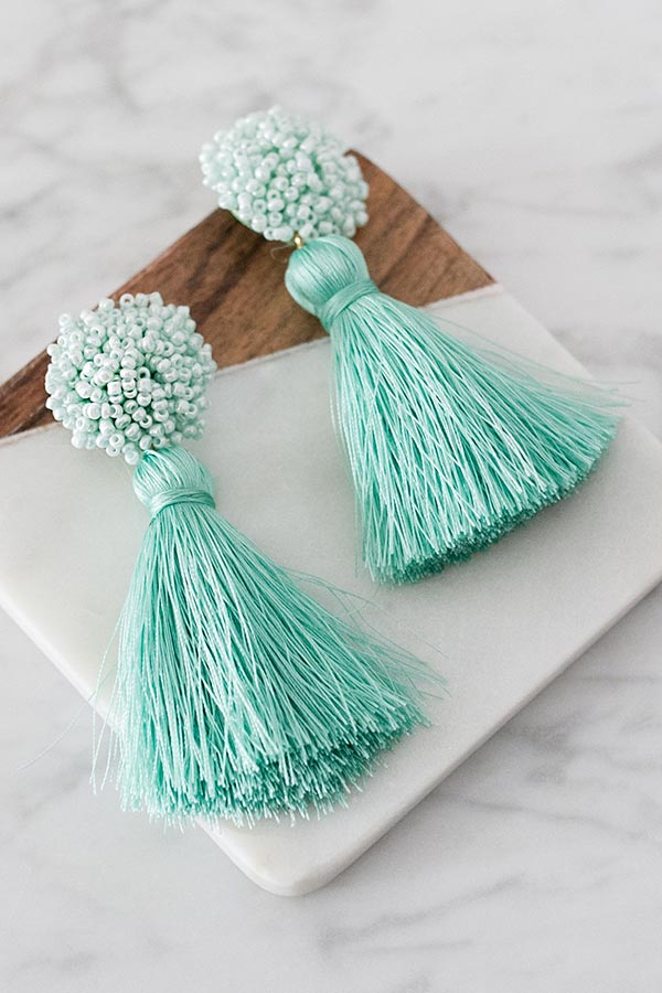 Midnight Kisses Tassel Earrings In Ocean Wave