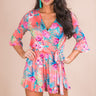 Pina Colada Paradise Wrap Romper in Coral Image - 1