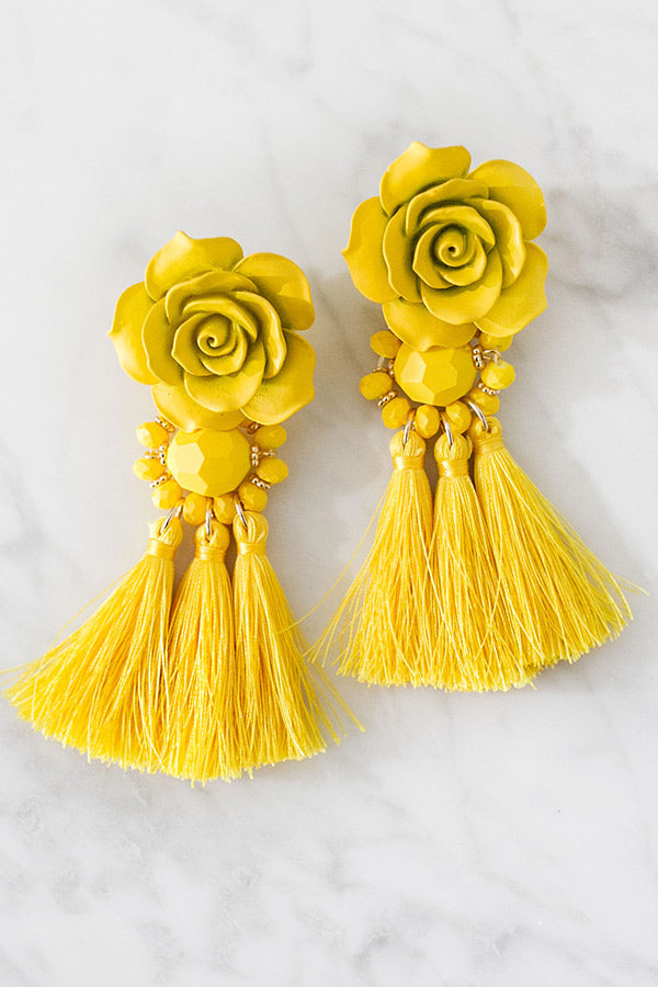 Garden Luxe Tassel Earrings In Yellow