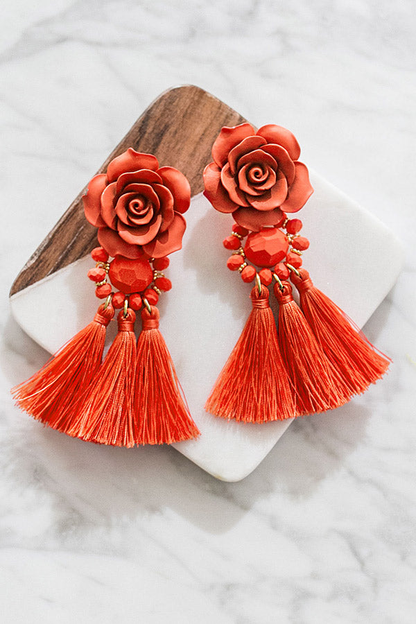 Garden Luxe Tassel Earrings In Coral