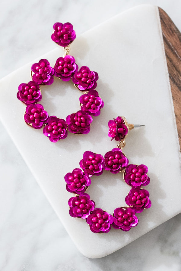 Circle Of Bloom Earrings In Berry