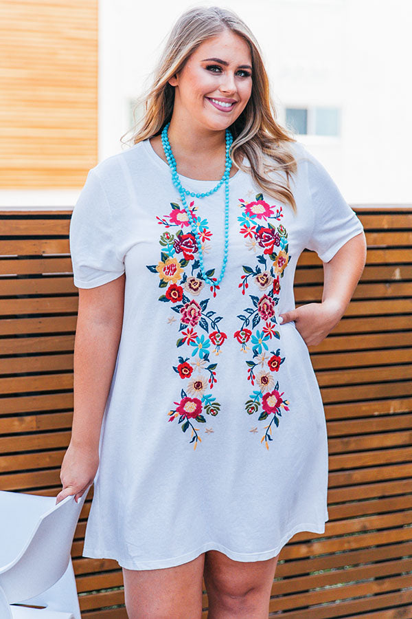 Cabo Chic Embroidered T-shirt Dress in White Impressions Online Boutique Cabo Chic Embroidered T-shirt Dress in White Impressions Online Boutique