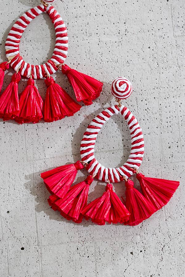 Drop Me A Line Tassel Earrings In Red