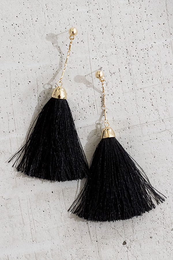 Resort Romance Tassel Earrings In Black