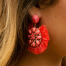 Cue The Fan-Fare Earrings In Coral Image - 1