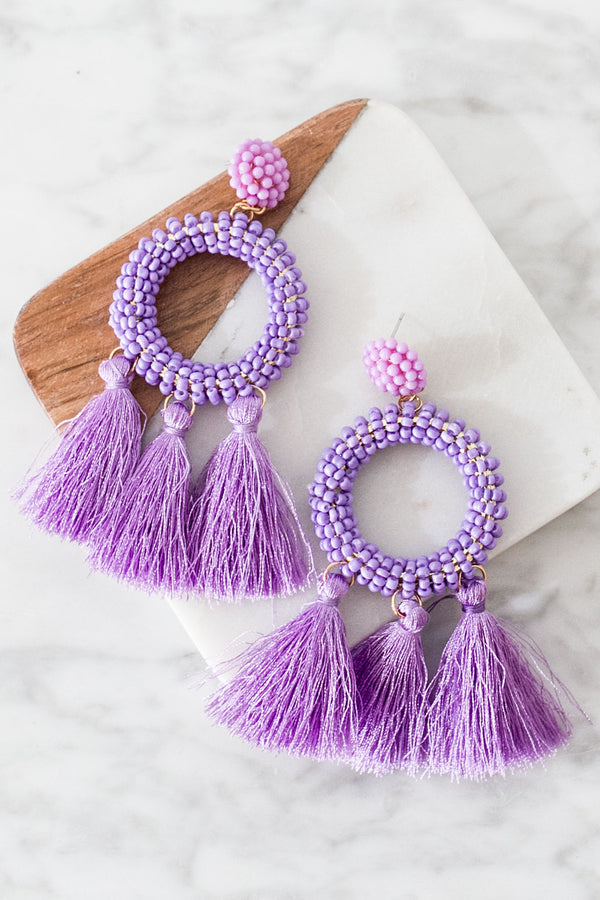 Infinite Options Tassel Earrings In Lavender